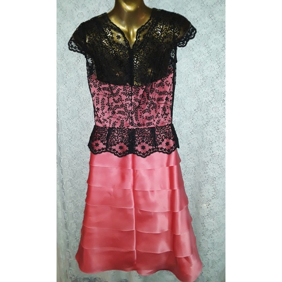 Roland Nivelais Sz 6 Tangerine Bergdorf Goodman Silk Dress w Lace - Picture 6 of 9